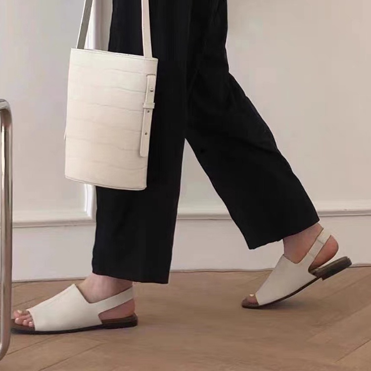 Dép Sandal Hở Mũi Đế Bằng Phong Cách retro Thời Trang Cho Nữ