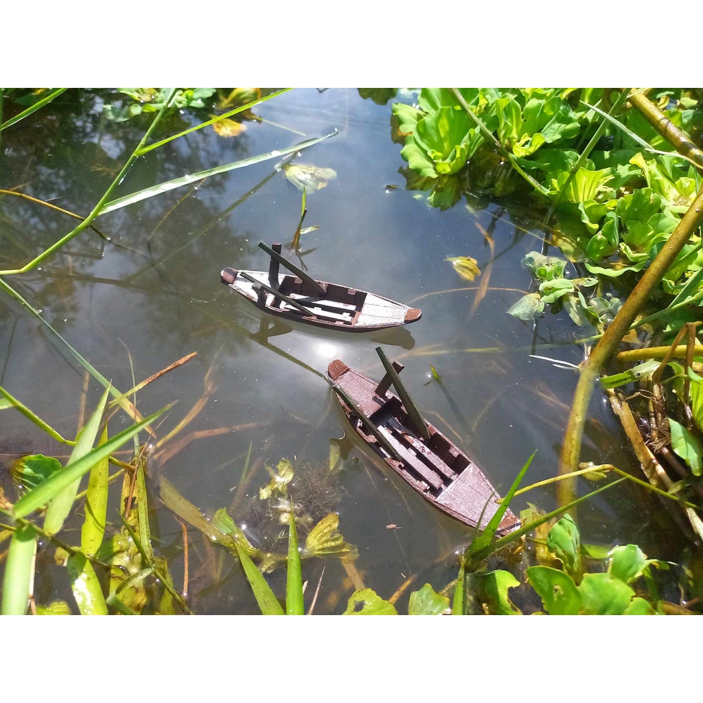 Mô hình thuyền xuồng ba lá mini decor cho bể thủy sinh, tiểu cảnh