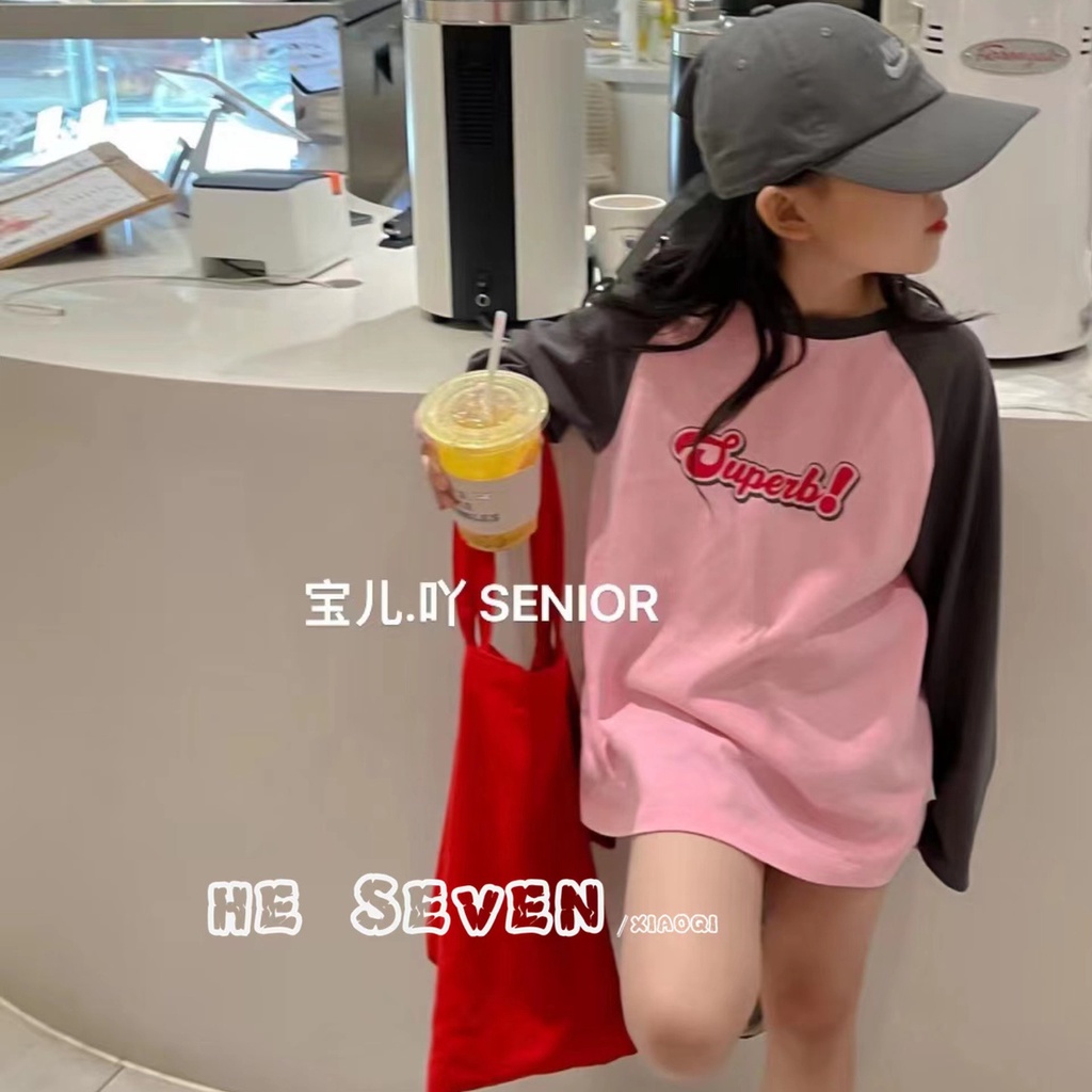 Áo Thun Tay Dài Dáng Rộng In Chữ Thời Trang Xuân Thu 2023 Cho Bé