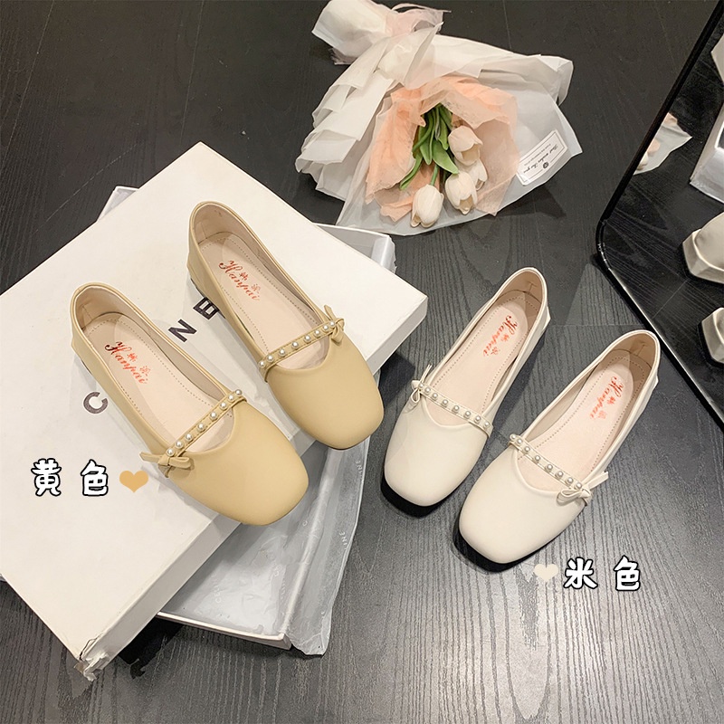 Giày Búp Bê Mũi Vuông Đế Dày Thiết Kế Mới Đơn Giản Thời Trang Dành Cho Nữ