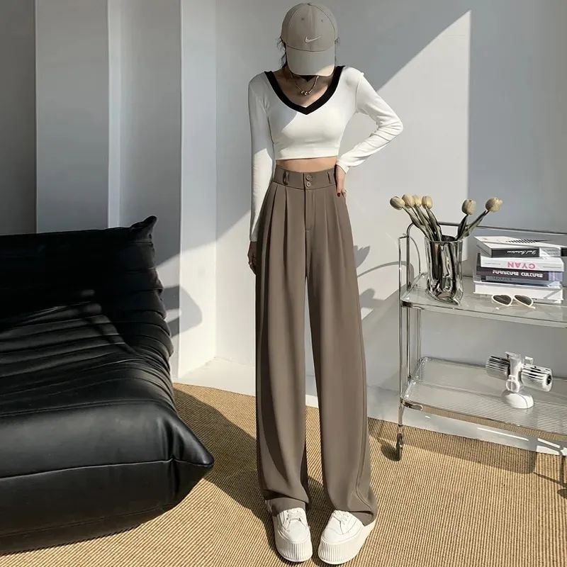 Cozok Quần Tây Ống Đứng Hai Hàng Nút Lưng Cao Dáng Ôm Thời Trang Thường Ngày