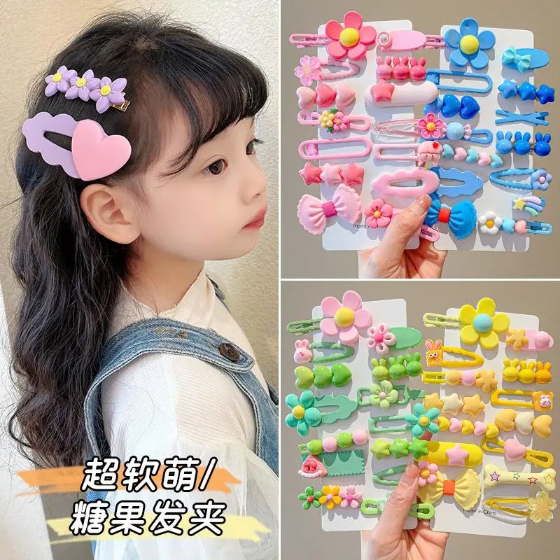 Set 8 / 14 Kẹp Tóc Hình Hoa Màu Sắc Macaron Xinh Xắn Cho Bé Gái