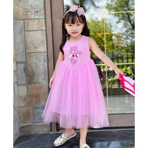 Váy thun voan gấu dâu ZUNKIDS