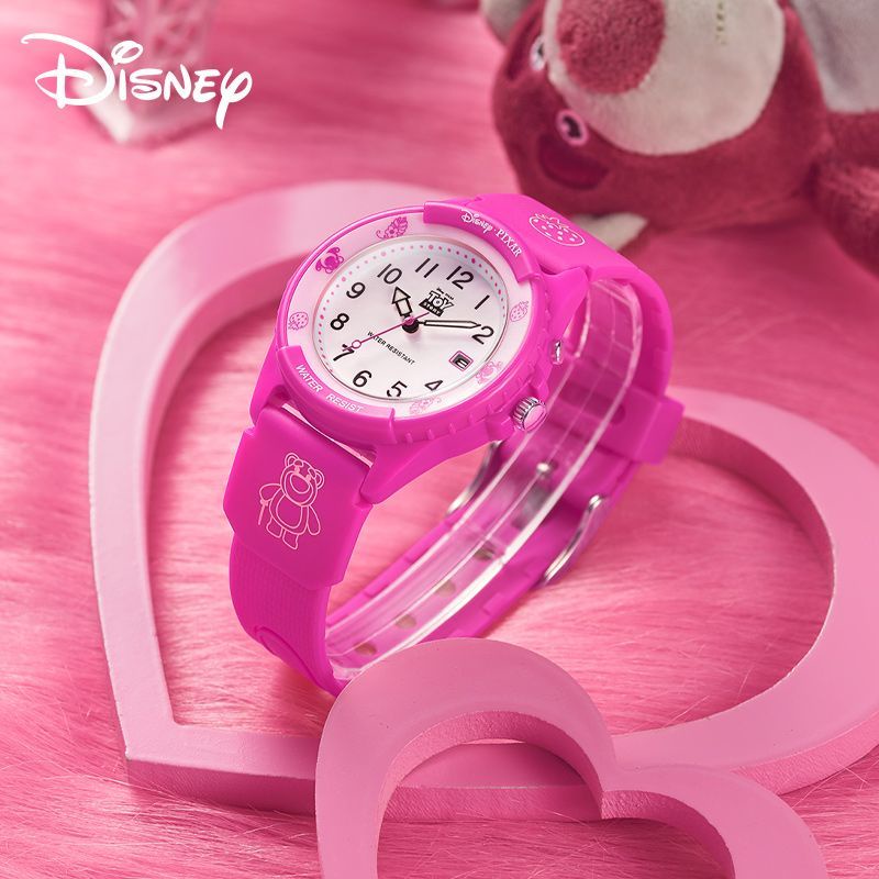Đồng Hồ Quartz Hình Gấu Dâu Tây Disney Dễ Thương Chống Thấm Nước Phát Sáng Cho Nữ