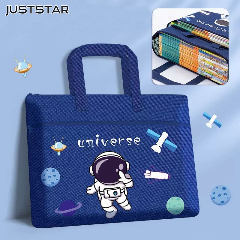 Just STAR Túi Xách Tay Sức Chứa Lớn Siêu Nhẹ Và Tải Trọng Có Khóa Kéo Phiên Bản Hàn Quốc Cho Học Sinh Tiểu Học
