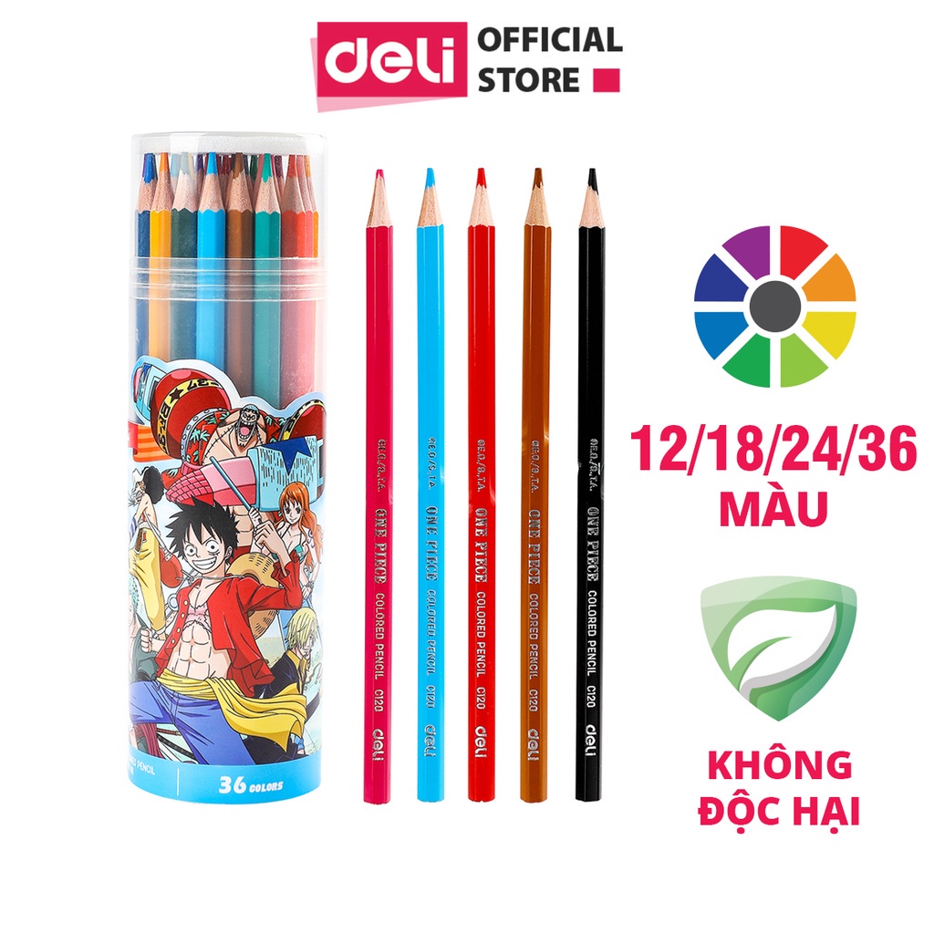 [HỌA CỤ DELI] Bút chì màu dạng cốc học sinh Deli One Piece - 12/18/24/36 màu