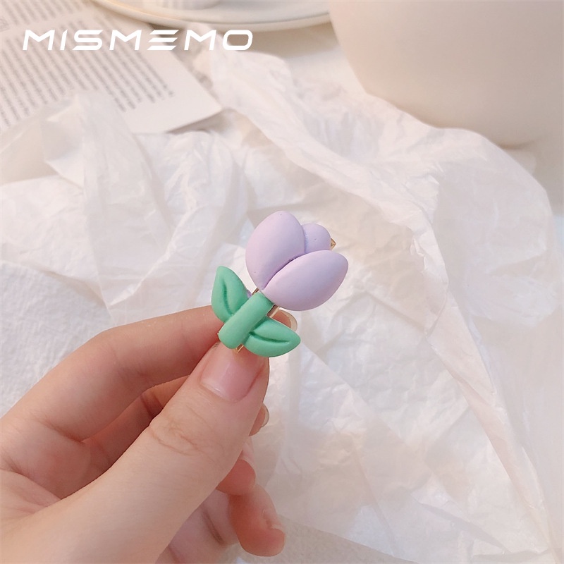 Kẹp Tóc Mái Mặt Nhám Hình Hoa Tulip Màu Sắc Ngọt Ngào Cho Nữ