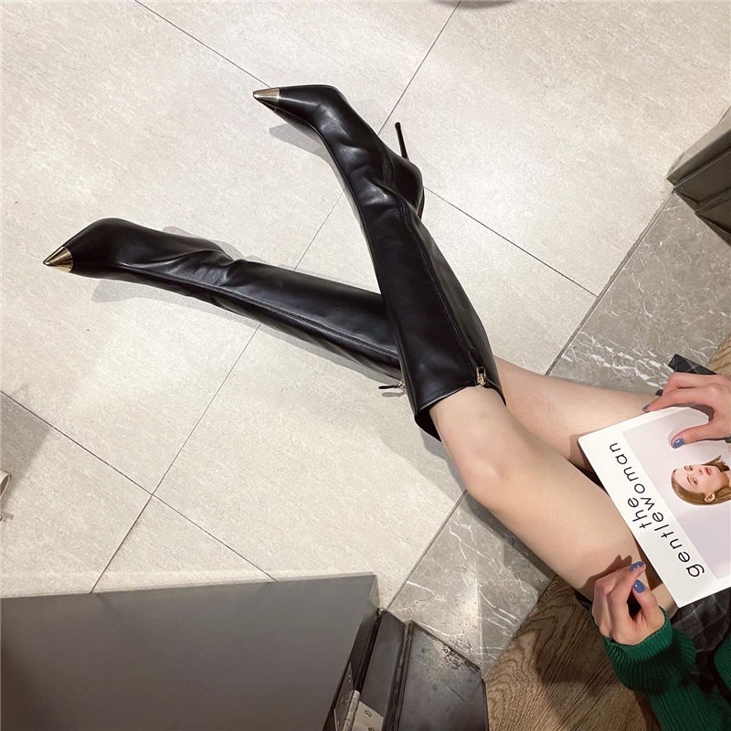 Giày Bốt Cao Gót Mũi Nhọn Phong Cách Âu Mỹ Thời Trang Cho Nữ