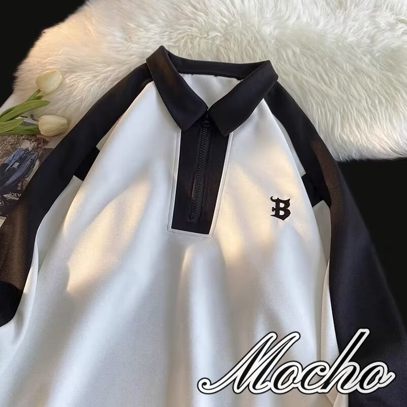 Áo thun polo SINRANSINYA tay lửng thêu họa tiết thời trang dành cho nam