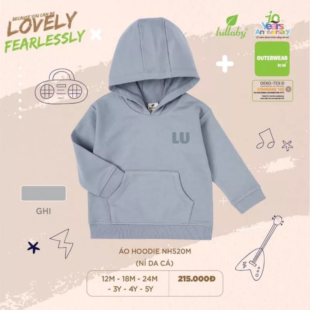 Áo hoodie Lullaby nỉ da cá cho bé trai bé gái