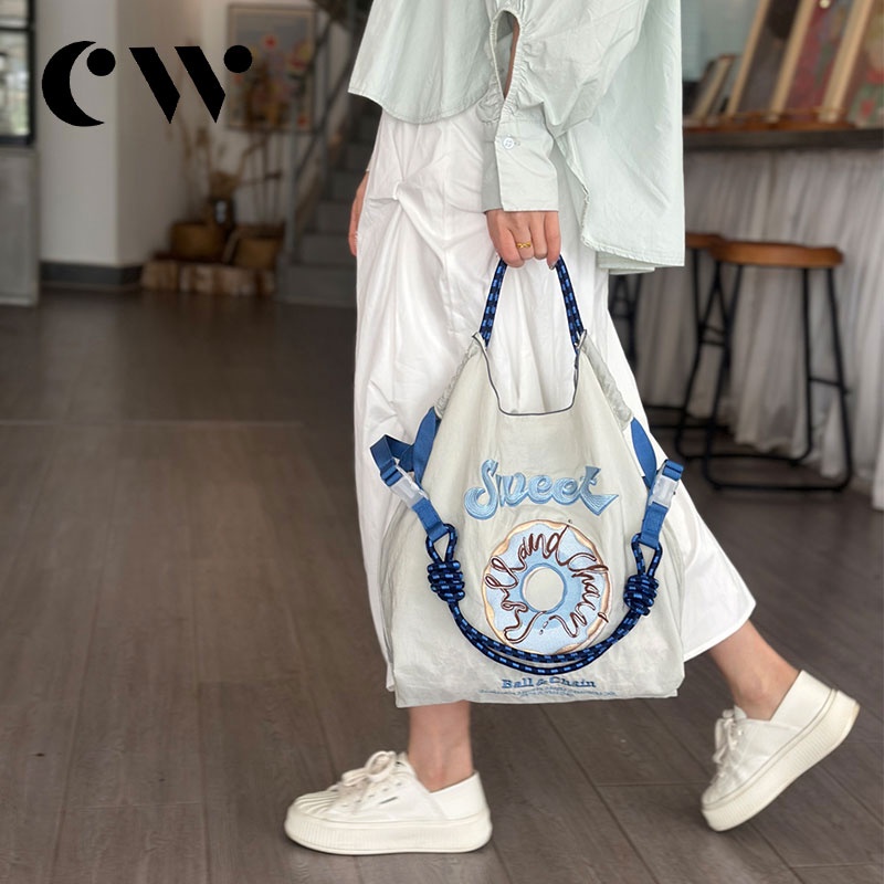 CYRUS WORLD Túi tote Túi tote nylon Túi tote lớn cho phụ nữ Hobo Túi xách Hobo Thiết kế giản dị đơn giản Túi vai thêu đầy màu sắc Túi tote lớn Túi cầu vồng dễ thương