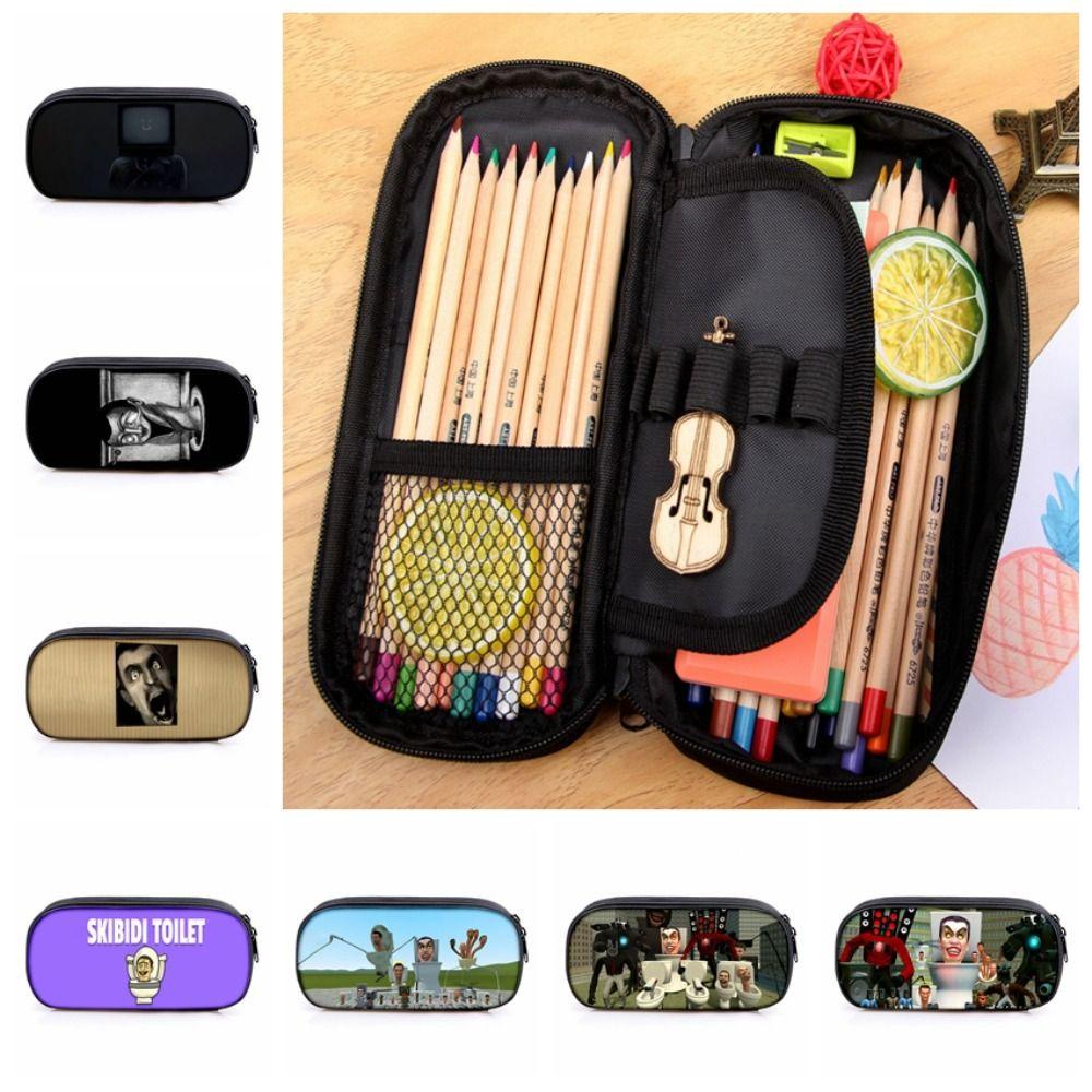 Cleoes skibidi toilet pencil bag, zipper skibidi toilet, pen bag multi-function dung tích lớn toilet man students supply