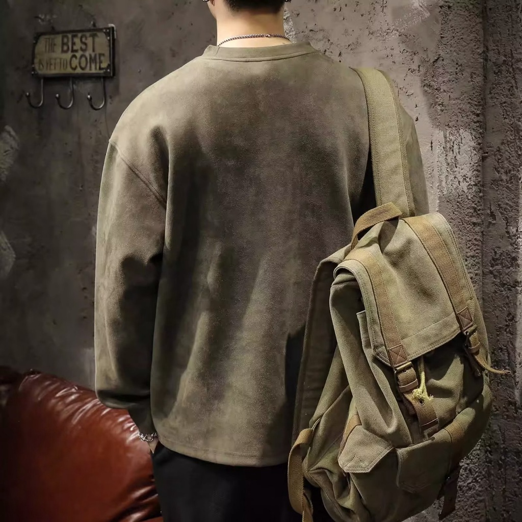 Áo Sweater Da Lộn Cổ Tròn Dáng Rộng In Hình 3D Thời Trang Mùa Thu Dành Cho Nam