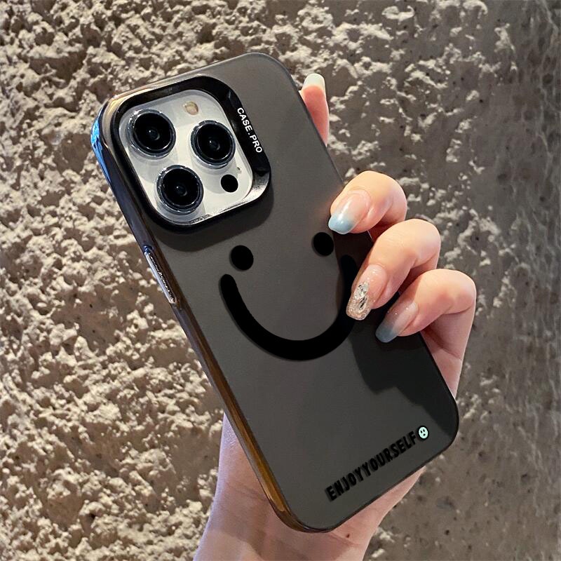 Ốp Điện Thoại Cứng Mặt Nhám Hình Mặt Cười Đơn Giản Cho iphone 11 12 13 14 Pro Max 14plus ip 11promax 12promax 13promax