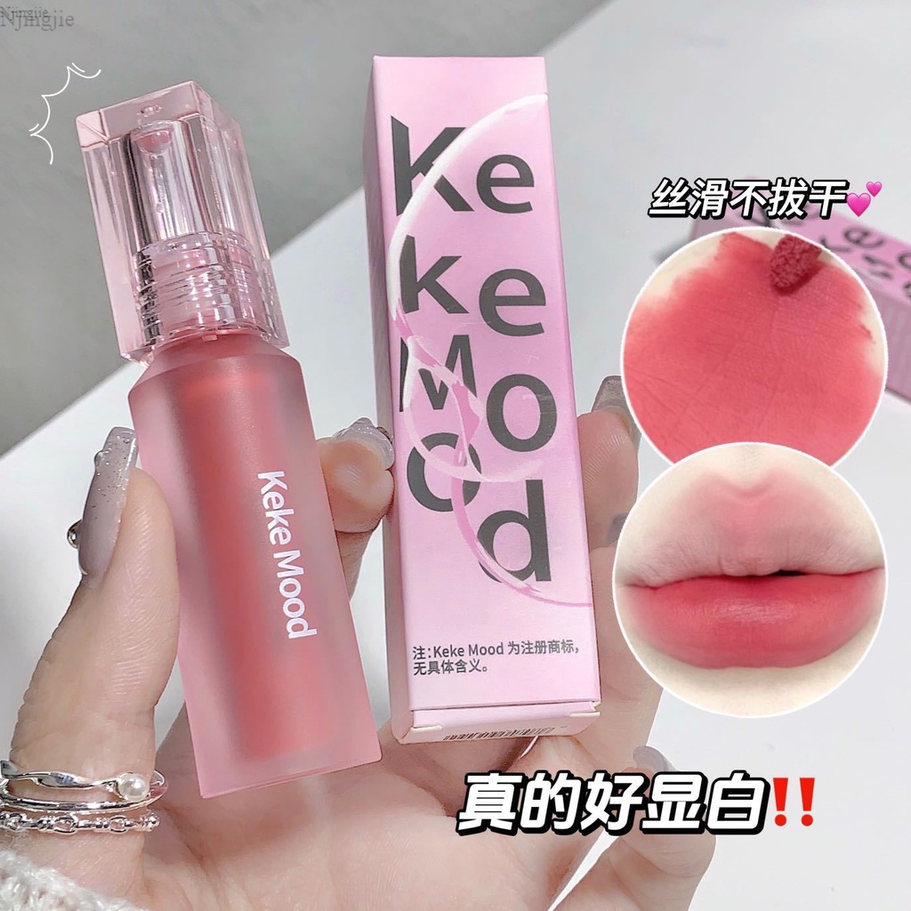 KeKeMood~Son Kem Nhung Lì Có Độ Bóng Nhẹ Màu Sắc Tươi Sáng Giá Học Sinh Sinh Viên