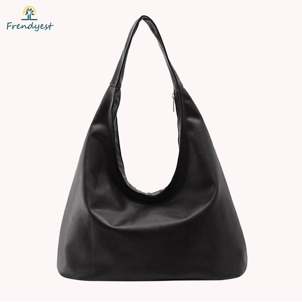 Túi Xách Da Cỡ Lớn Màu Trơn Phong Cách Vintage Cho Nữ