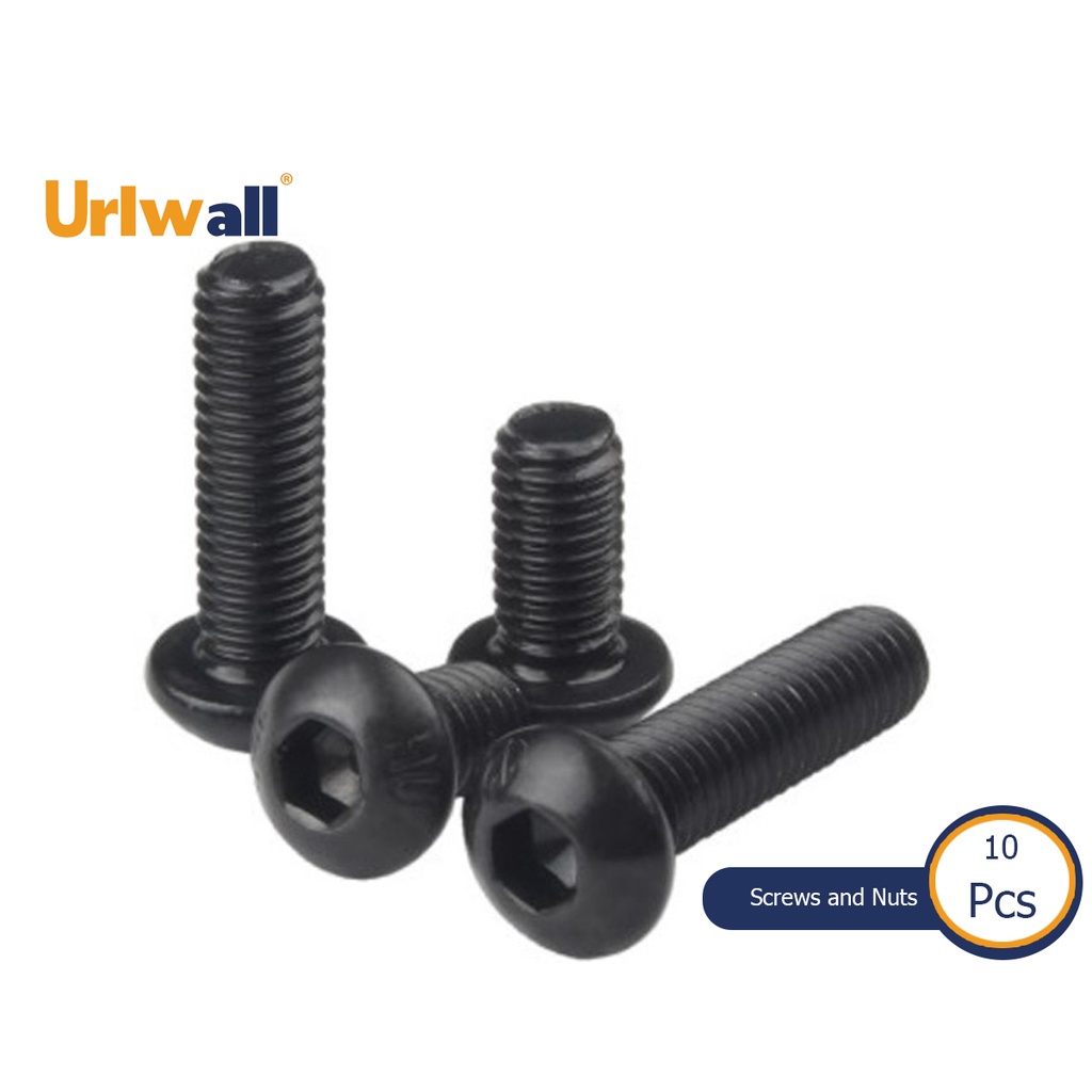 Urlwall Set 10 Ốc Vít Đầu Lục Giác Bằng Thép Không Gỉ iso7380 M2 M2.5 M3 M4 M5 M6 M8 304 A2-70 Cấp 10.9 Chuyên Dụng