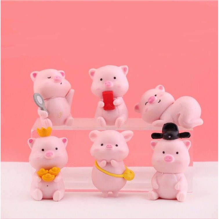 ​Mô Hình Tiểu Cảnh "Gia Đình Heo Dễ Thương" Trang Trí Sen Đá, Sân Vườn/ Chậu Cây, DYI, Terrarium