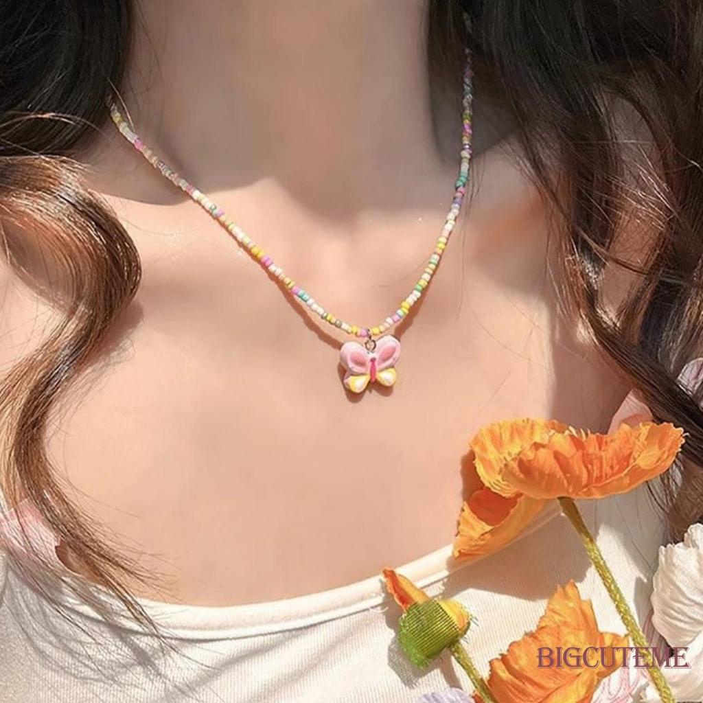 Vòng cổ Chuỗi Hạt Mặt Hình Bướm Nhiều Màu Sắc Cho Búp Bê Barbie