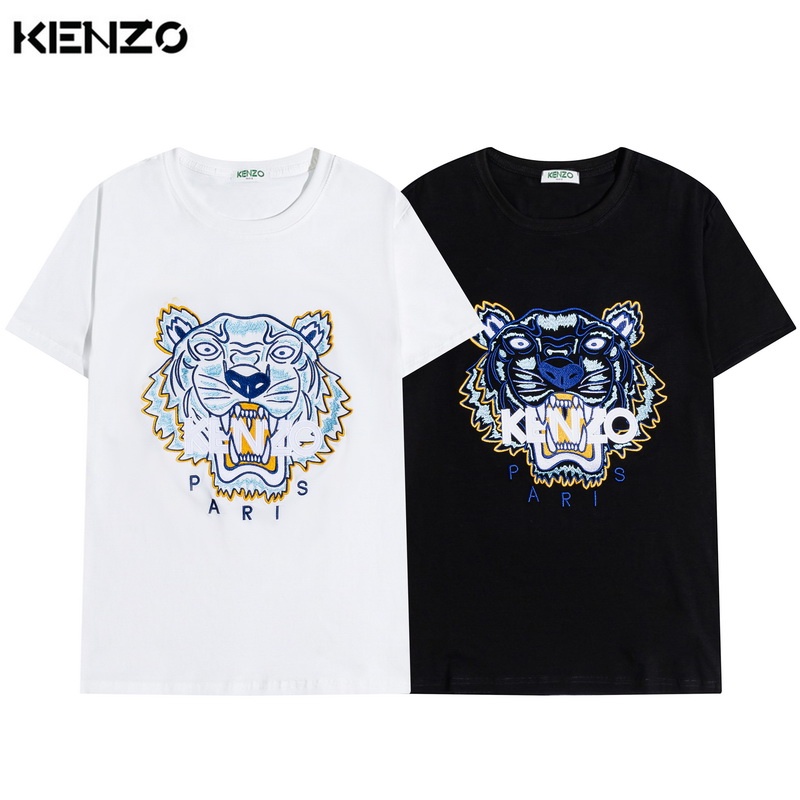 Kenzo Áo Thun Cổ Tròn Thêu Hình Đầu Hổ Cá Tính Giản Dị Dành Cho Nam