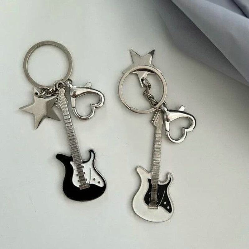 Móc Khóa Hình Đàn Guitar Y2k / Ngôi Sao / Trái Tim Thời Trang Vintage Ngọt Ngào Cho Nữ dreamdiary