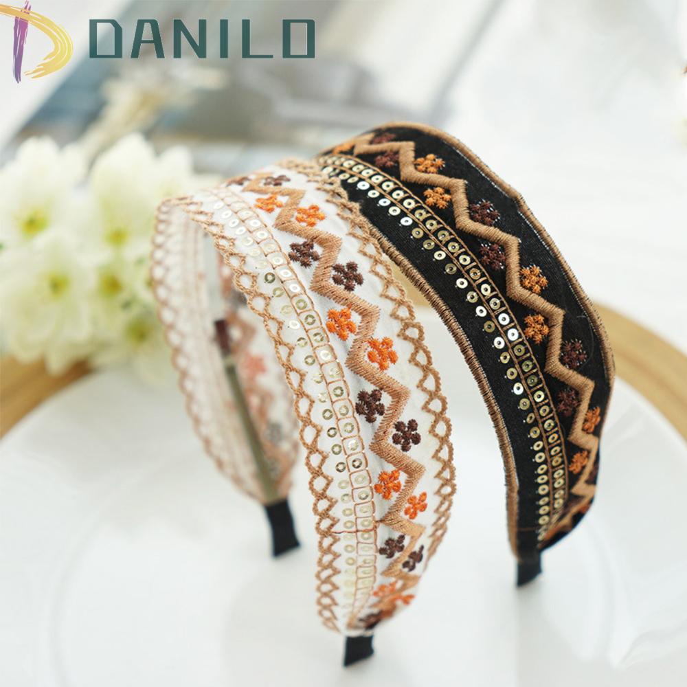 Danilo thêu băng đô thời trang mũ nón cổ điển dân tộc cổ điển vòng cài tóc