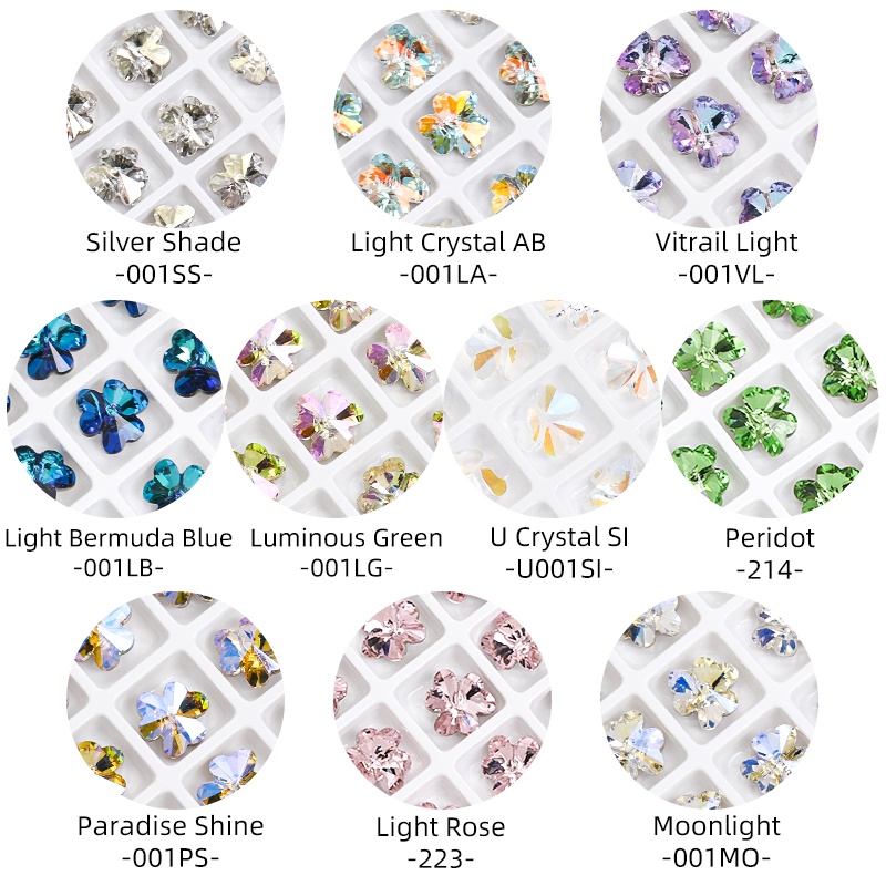 Hot Bán Cỏ Ba Lá Trái Tim Pha Lê Sáng Bóng K9 Kính Móng Tay Nghệ Thuật Kim Cương Giả cho DIY Handmade