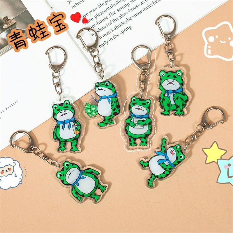 Móc khóa hình chú ếch vui nhộn đơn giản dễ thương mặt dây chuyền hoạt hình chìa khóa quà tặng sinh nhật