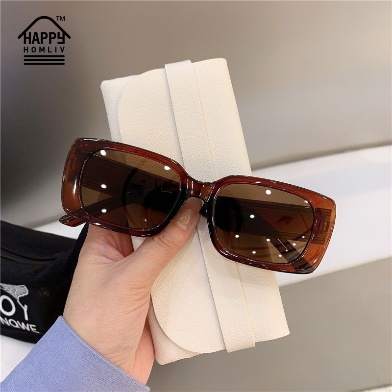 HAPPY HOMLIV Kính Mát Gọng Vuông Nhỏ Nhắn Phong Cách Retro Cho Nữ