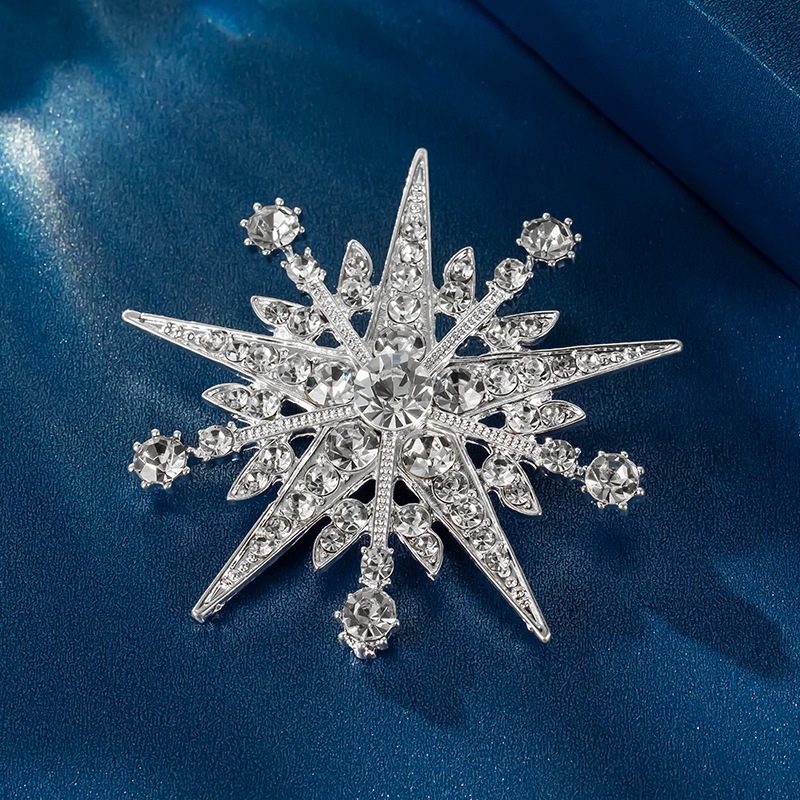 Ghim Cài Áo Hình Bông Tuyết Đính Đá Bằng Hợp Kim Thời Trang