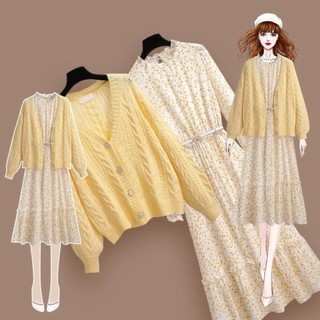 Cho con bú váy cho bà bầu váy cho con bú váy cho con bú mới mùa thu cho con bú quần áo dài tay váy hoa của phụ nữ nghỉ trà pháp điều dưỡng hai-piece phù hợp với váy