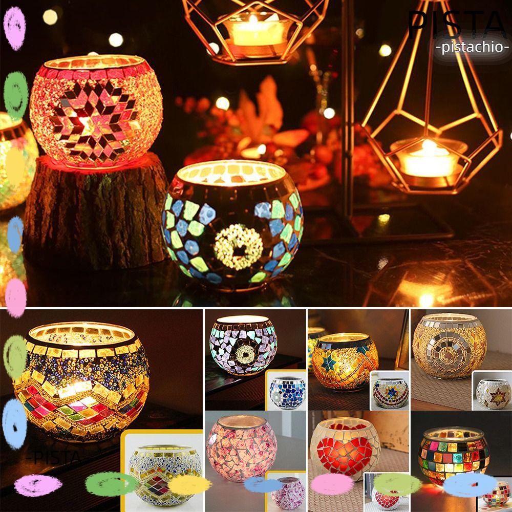 Giá Đỡ Đèn Cầy Bằng Thủy Tinh Họa Tiết Mosaic Nhiều Màu Độc Đáo Trang Trí Tiệc Cưới / Lễ Hội