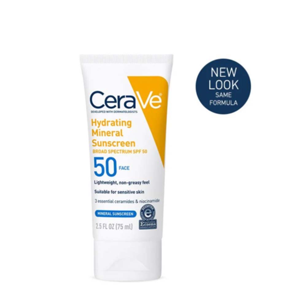 CeraVe Mineral Sunscreen SPF 50 Face Sunscreen for Sensitive Skin 