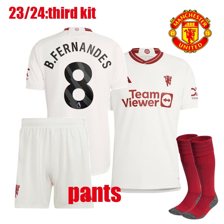 Chất lượng hàng đầu áo bóng đá 23-24 mu áo bóng đá áo thể thao rashford b.fernandes casemiro antony sancho jersey 2023/2024 mu áo bóng đá bộ đồ thứ ba với quần và tất