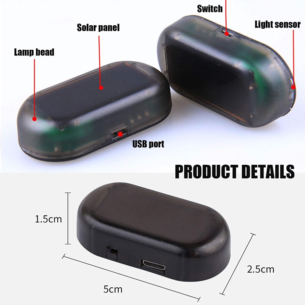 Xe hơi giả an ninh ánh sáng năng lượng mặt trời mô phỏng cảnh báo giả cảnh báo không dây chống trộm đèn cảnh báo đèn led nhấp nháy giả