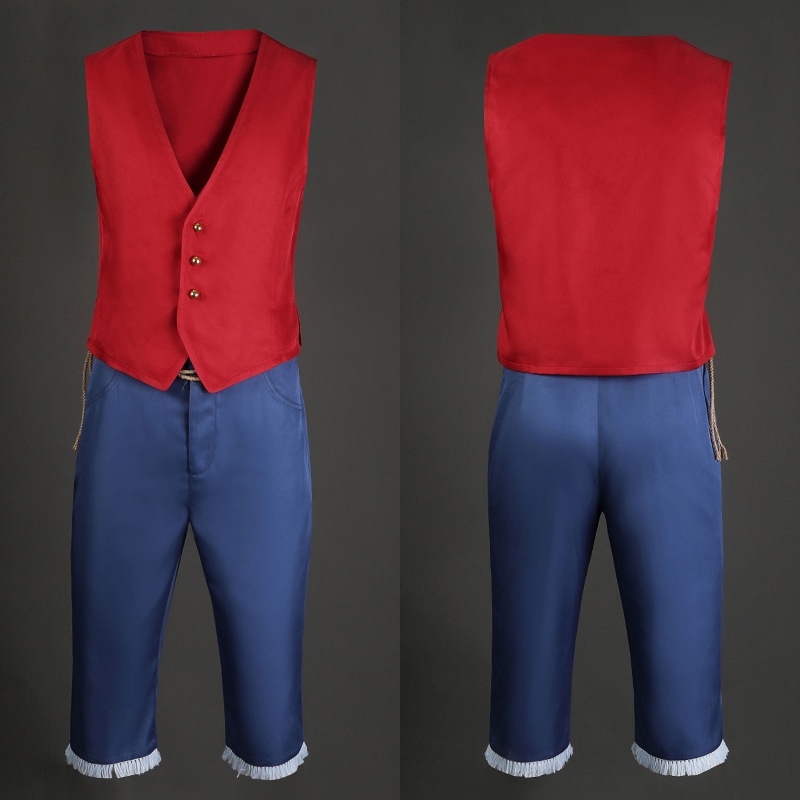 Fash one Bộ Trang Phục Hóa Trang luffy Gồm Áo Và Quần Rơm Kèm Thắt Lưng Dành Cho Bạn Trai anime luffy cos halloween pop
