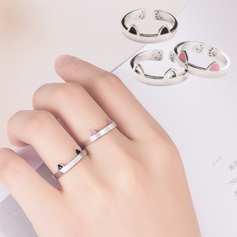 Nhẫn Hở Hình Bàn Chân Mèo Phong Cách Hàn Quốc Dễ Thương Sáng Tạo