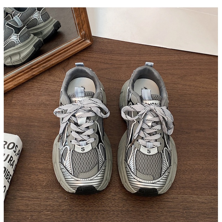 Giày thể thao nữ màu đen thick-soled sneakers mới mùa thu và mùa đông all-match running sneakers-aa0682