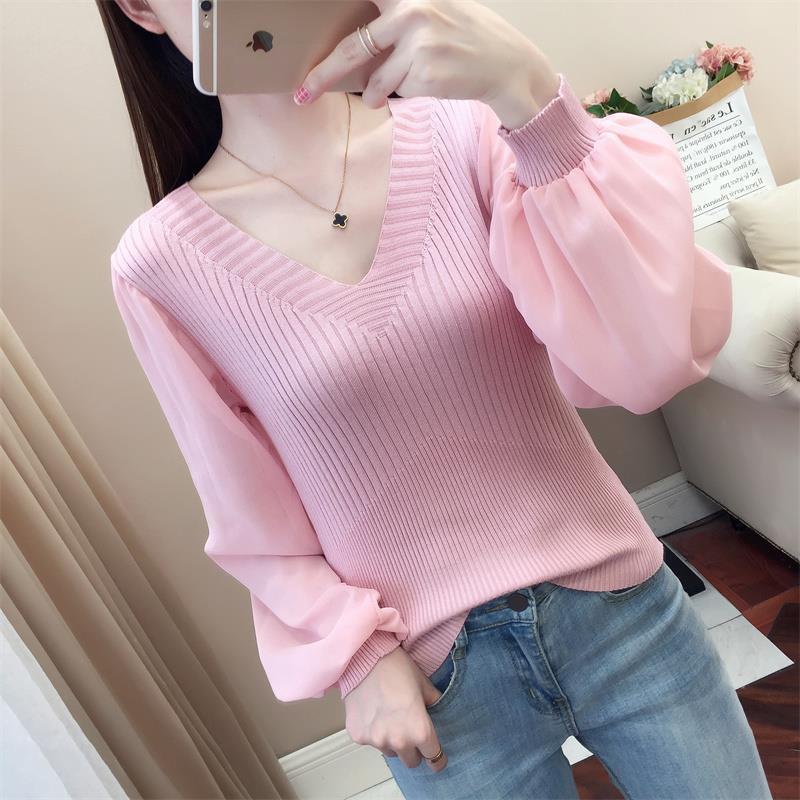 Áo Len Dài Tay Cổ Chữ v Màu Đen Phong Cách Phương Tây Thời Trang Mùa Thu 2023 Dành Cho Nữ