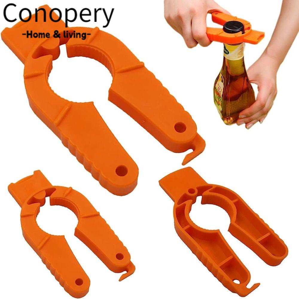 Conopery 4 cái tẩy dấu nắp công thái học, dụng cụ mở chai bằng nhựa 3,74 * 2,08 inch, dụng cụ mở có thể cầm tay màu cam yếu