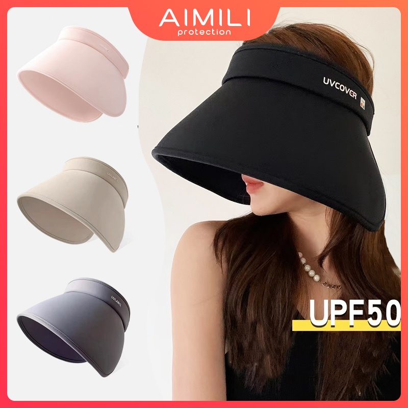 Thời trang mới của phụ nữ wrap-around kem chống nắng empty top hat anti-uv không có đầu có thể gập lại nữ mũ lớn vành tia cực tím bảo vệ khuôn mặt mùa hè băng lụa lớn vành