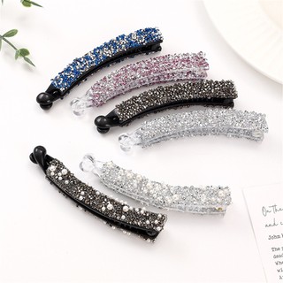 Bling Bling Pha Lê Chuối Tóc Cho Nữ Đầu Lưng Tóc Chân Thời Trang Đuôi Ngựa Giá Đỡ Móng Vuốt Kim Cương Giả Mũ Đội Đầu