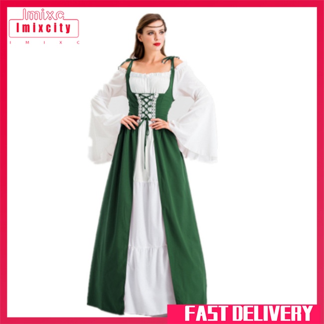 Imixcity 88% polyester 12% spandex trang phục âu mỹ trang phục tòa án thời trung cổ phục hưng retro dress halloween
