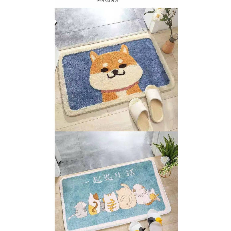 Thảm Chùi Chân Chống Trượt Thấm Hút Tốt Họa Tiết Hoạt Hình Đáng Yêu
