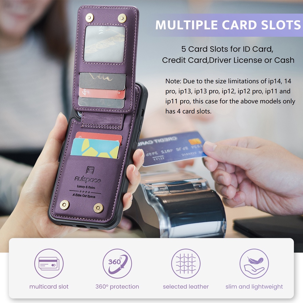 RFID Vỏ Cho iphone 15 pro max 15 pro 14 pro max 13 Bao Da Điện Thoại Dạng Ví Có Ngăn Đựng Thẻ