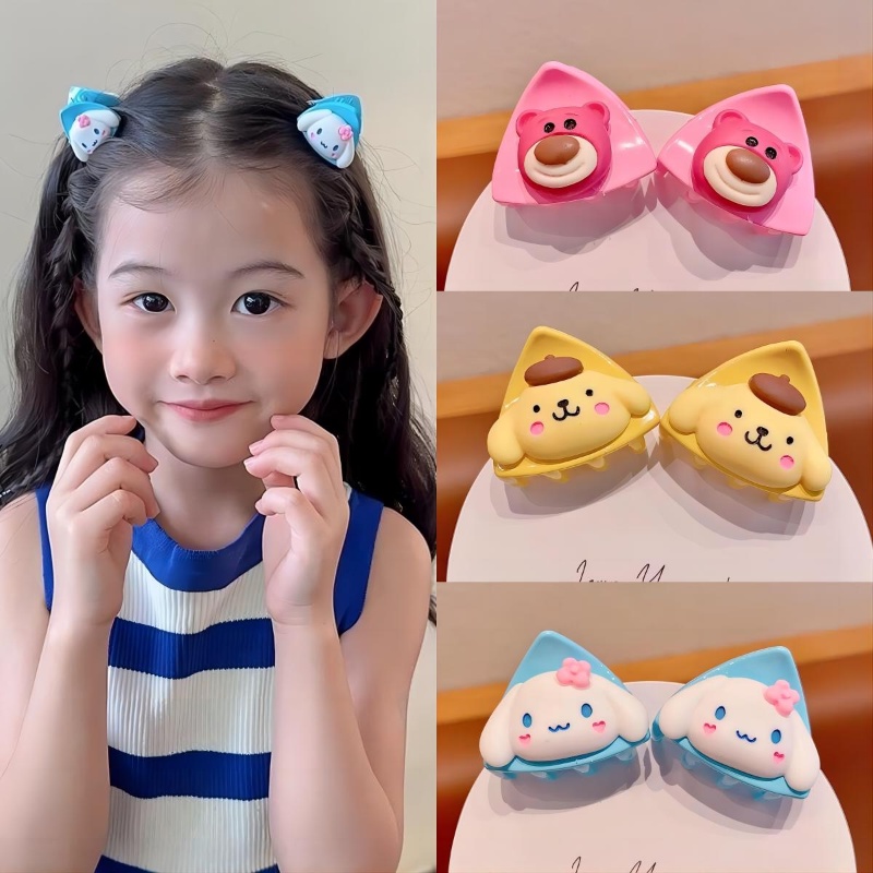Trẻ em sanrio phim hoạt hình tai mèo kẹp nhỏ bé dễ thương không làm tổn thương tóc gãy kẹp tóc công chúa tóc mái kẹp phụ kiện tóc
