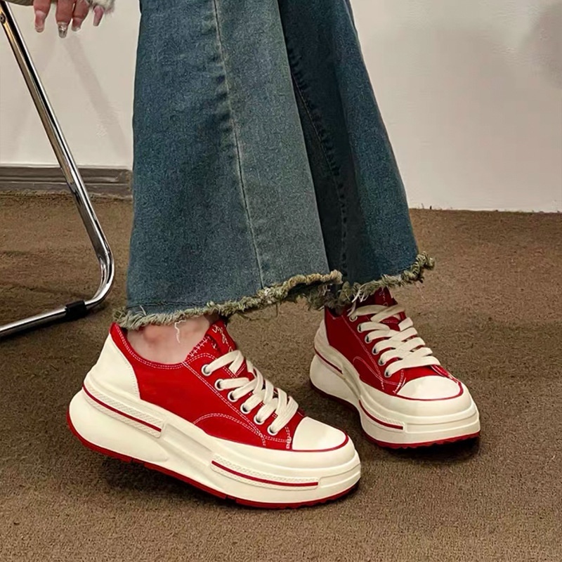 Giày thể thao mát mẻ, đế vải, tăng độ dày, quần áo nữ mùa xuân mới