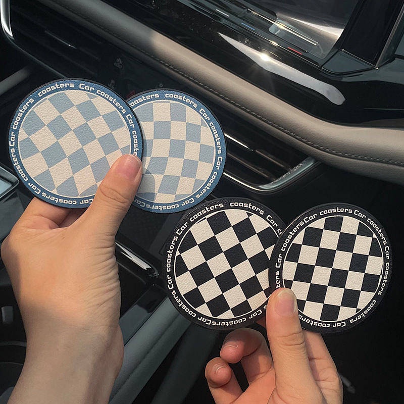 Car Water Cup Mat Door Slot Storage Mat Car Interior Decoration All Products Chessboard Grid Car Non