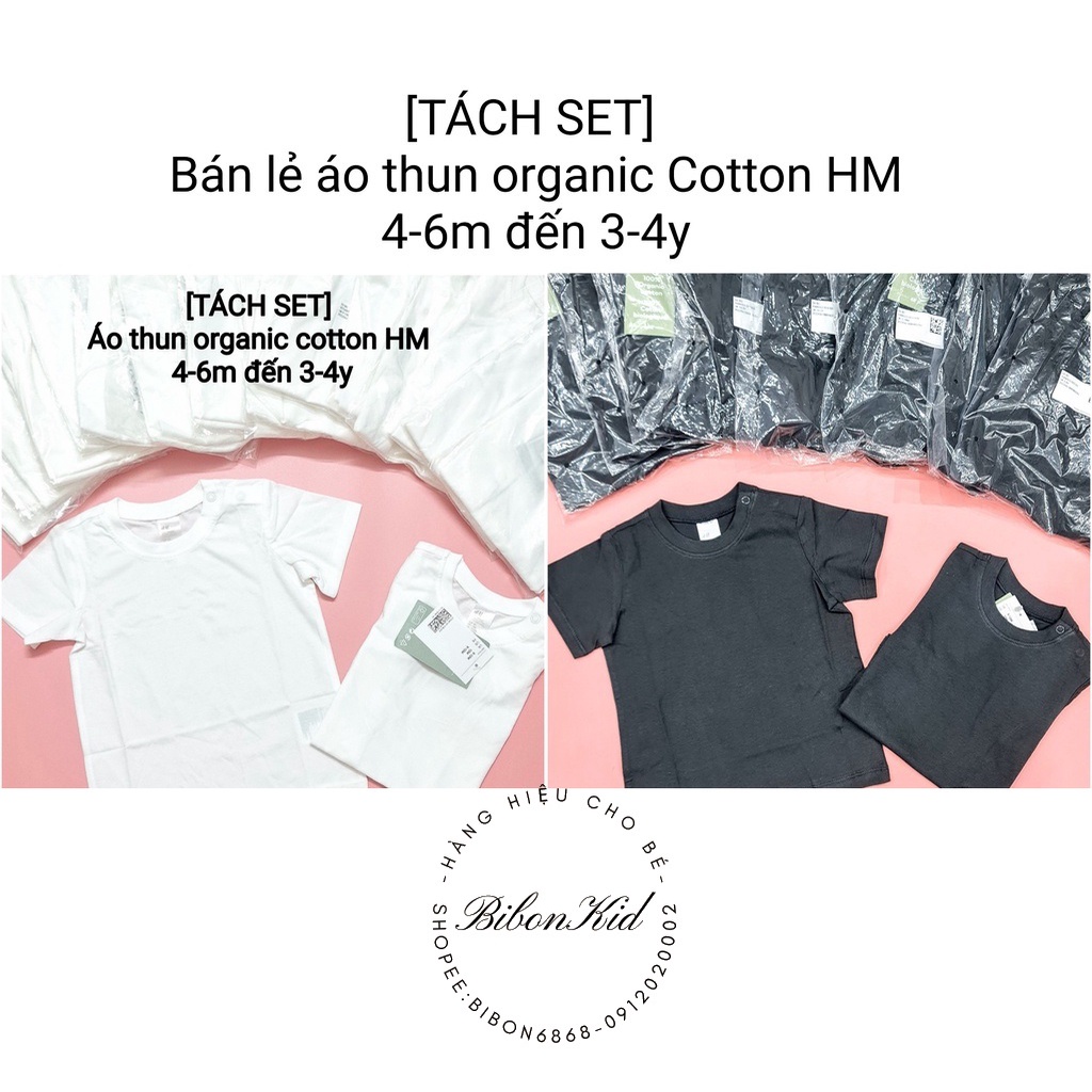 Áo trắng/đen ghi tách set bán lẻ HM US/UK/CN từ 4-6m đến 3-4y Đọc kỹ lưu ý giúp shop