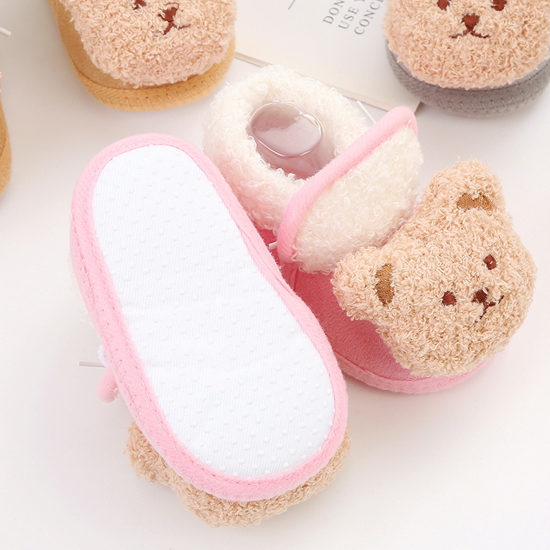 Trẻ sơ sinh giày bông nhung trẻ sơ sinh phim hoạt hình dễ thương đáy mềm mại thoải mái giày tuyết 0-18 tháng